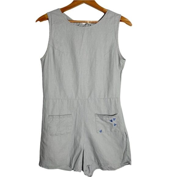 Junk Food Disney Target Mickey Mouse Gray Linen Blend Shorts Romper - Picture 1 of 9